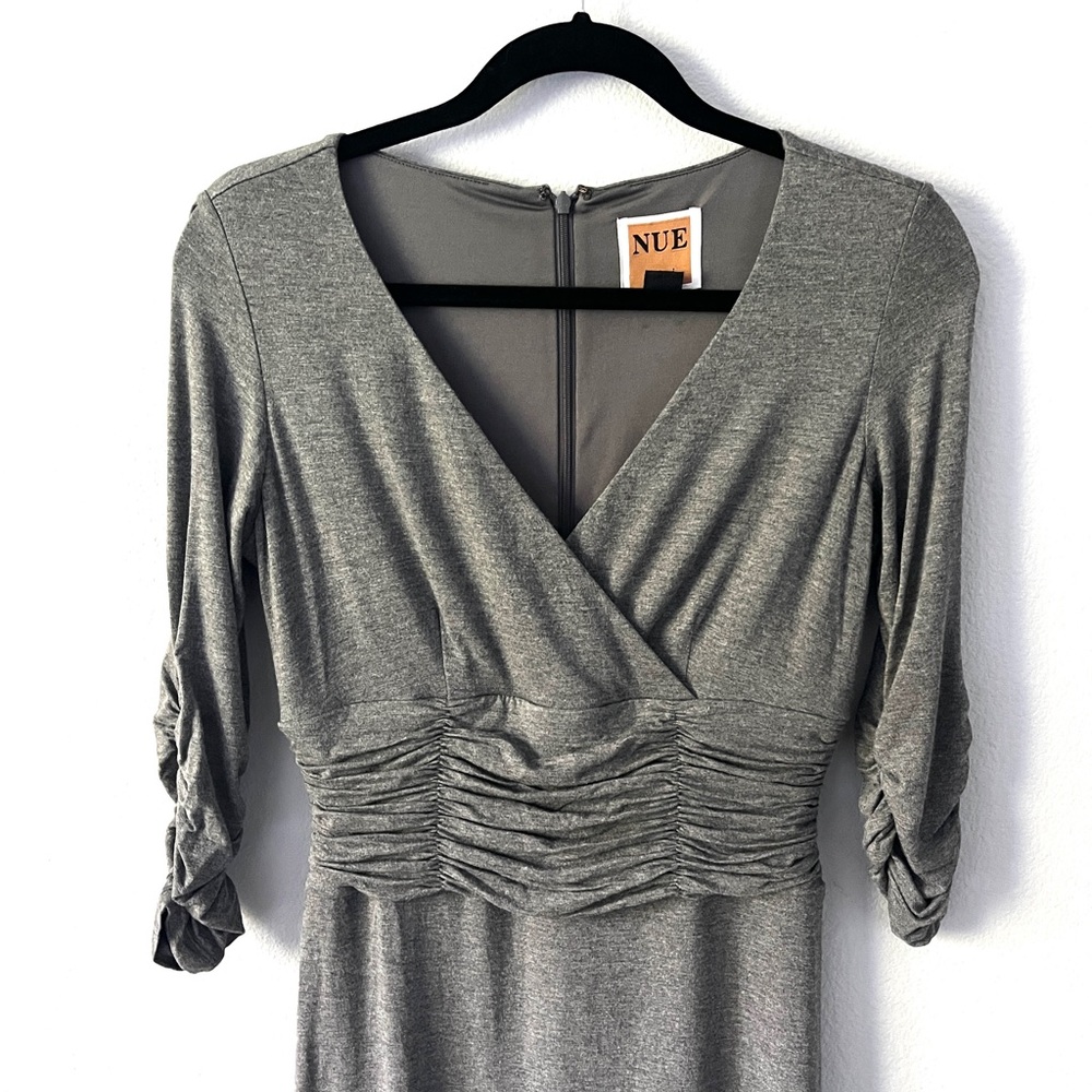 NUE by Shani Gray Knee Length Bodycon Dress With Built In Shapewear Size 6